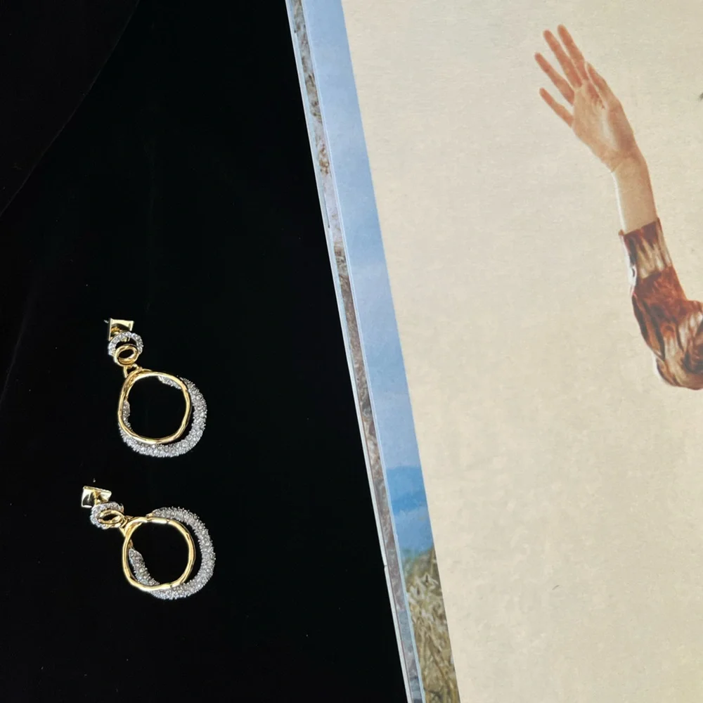 🆕 Alexis Bittar Solanales Gold Crystal Orbit Drop Post Earring - Picture 7 of 7